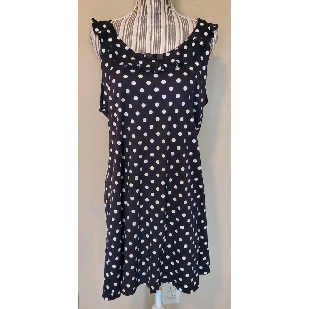 Kate Spade New York BLACK Polka DOTS Soft‎ Knit Nightgown XL Short Sleeveless